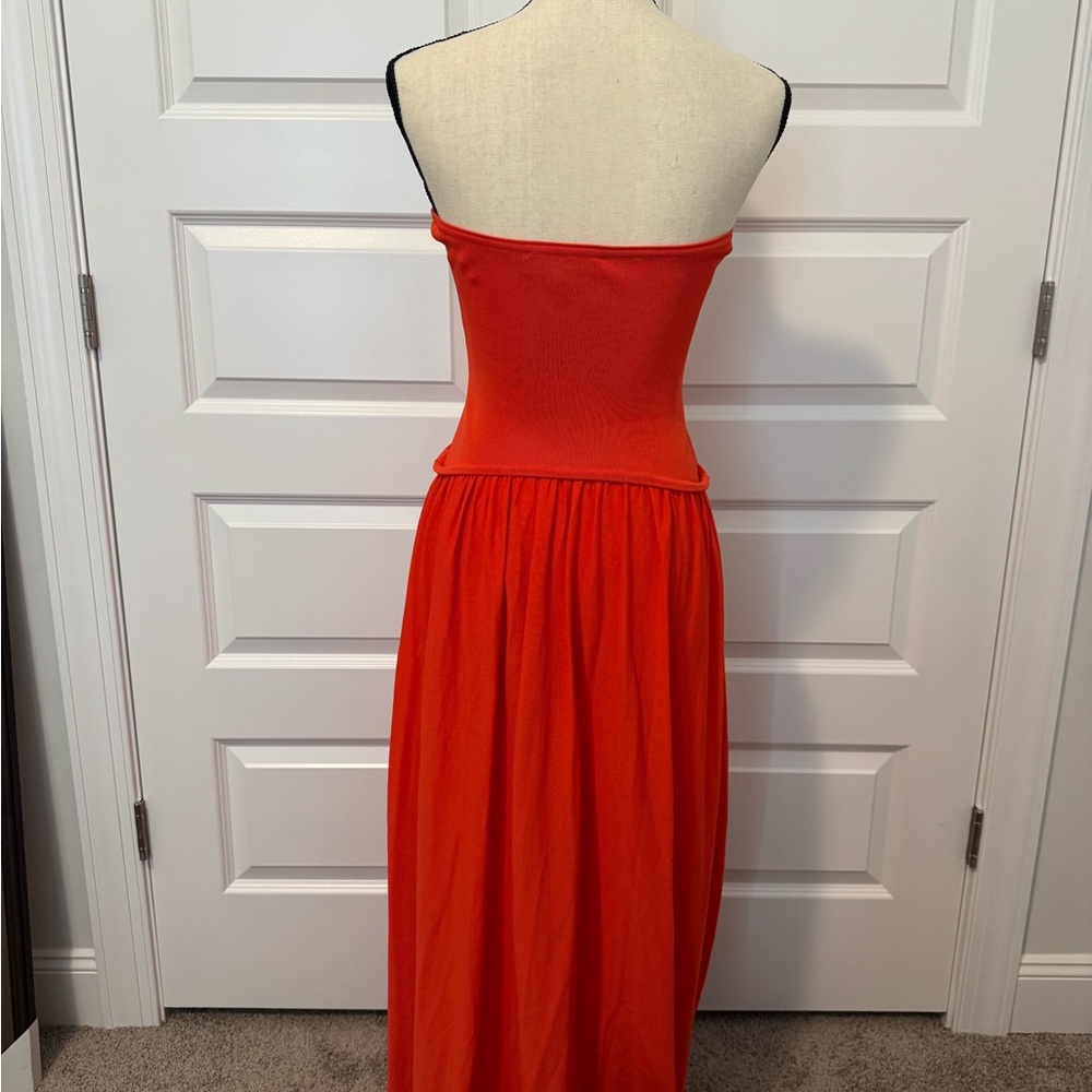 SOLID & STRIPED Strapless Orange-Red Maxi Dress - image 4